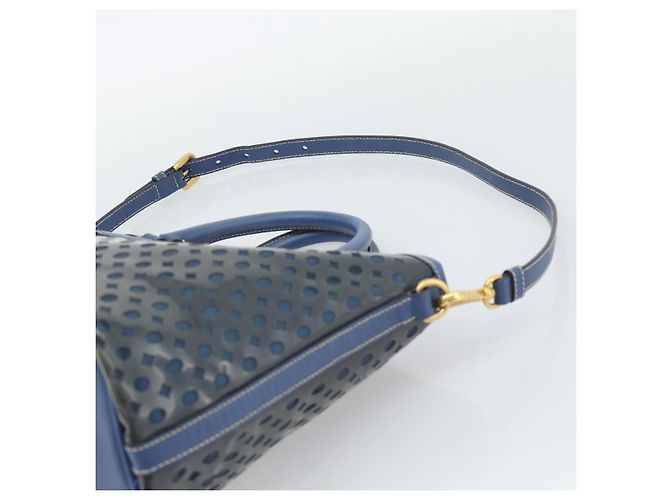 Borsa PRADA in Vinile 2way Blu Oro Auth 193975 D'oro - vista 10