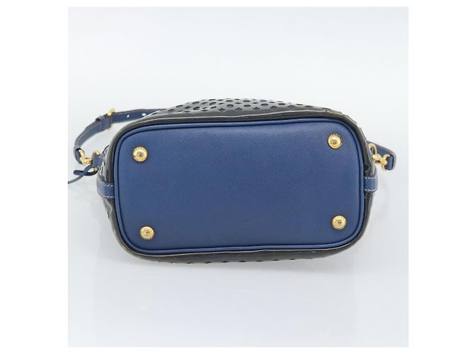 Borsa PRADA in Vinile 2way Blu Oro Auth 193975 D'oro - vista 11