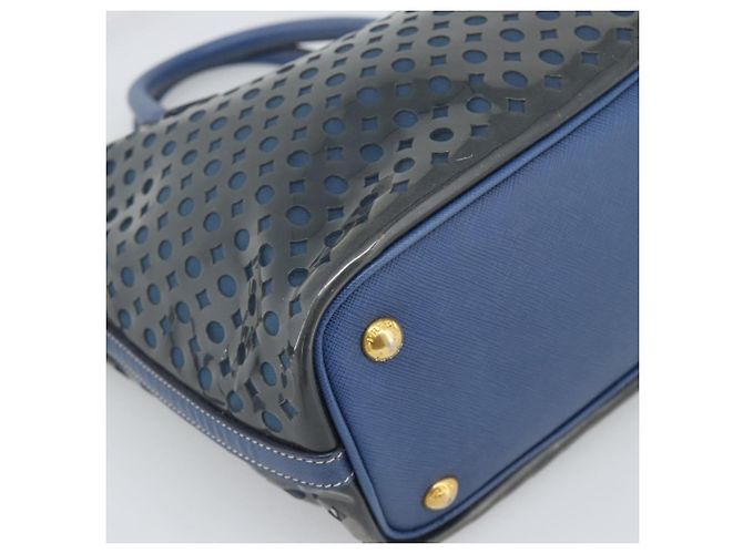Borsa PRADA in Vinile 2way Blu Oro Auth 193975 D'oro - vista 13