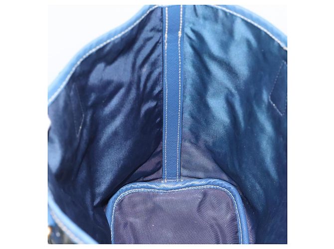 Borsa PRADA in Vinile 2way Blu Oro Auth 193975 D'oro - vista 18