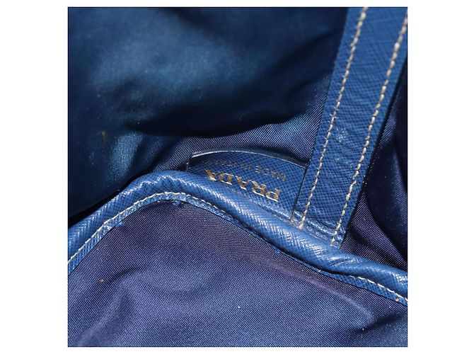 Borsa PRADA in Vinile 2way Blu Oro Auth 193975 D'oro - vista 20