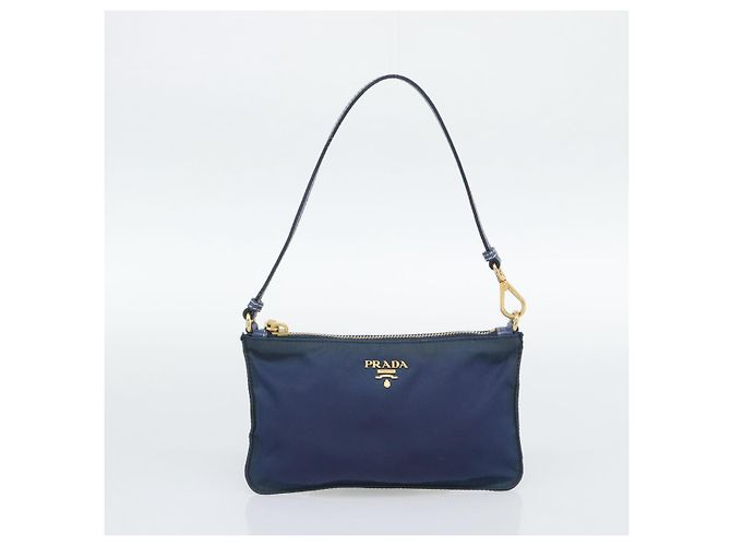 Borsa PRADA in Vinile 2way Blu Oro Auth 193975 D'oro - vista 21