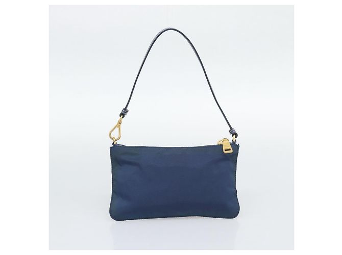 Borsa PRADA in Vinile 2way Blu Oro Auth 193975 D'oro - vista 22