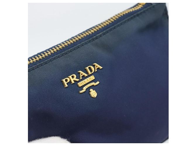 Borsa PRADA in Vinile 2way Blu Oro Auth 193975 D'oro - vista 23