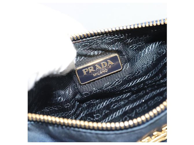 Borsa PRADA in Vinile 2way Blu Oro Auth 193975 D'oro - vista 24