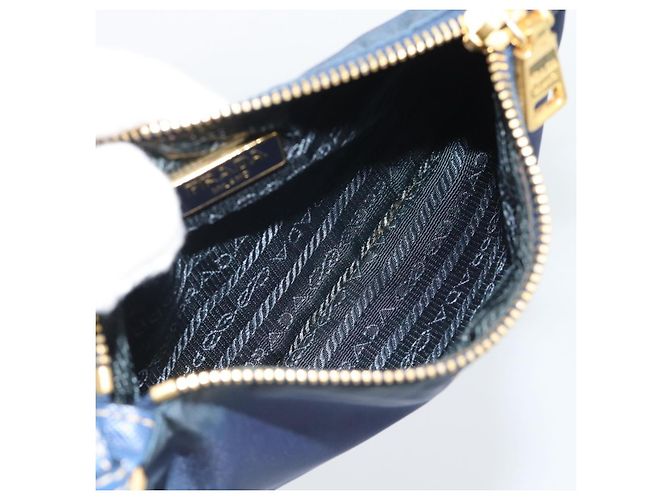 Borsa PRADA in Vinile 2way Blu Oro Auth 193975 D'oro - vista 25