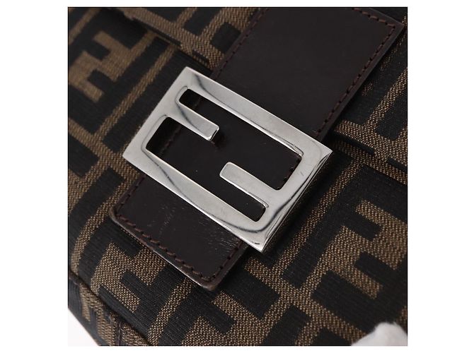 FENDI Zucca Canvas Mamma Baguette Borsa a tracolla Marrone Argento Auth yk20680SAM - vista 15