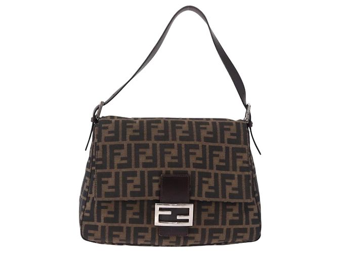 FENDI Zucca Canvas Mamma Baguette Borsa a tracolla Marrone Argento Auth yk20680SAM - vista 2
