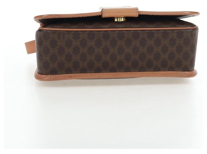 Céline Borsa a tracolla CELINE in tela Macadam PVC Pelle Marrone Oro Auth 191817V D'oro - vista 11