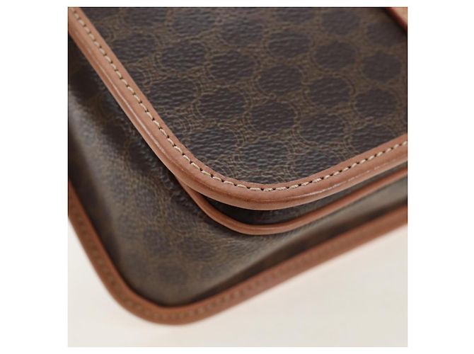 Céline Borsa a tracolla CELINE in tela Macadam PVC Pelle Marrone Oro Auth 191817V D'oro - vista 12
