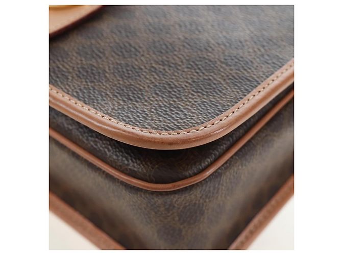 Céline Borsa a tracolla CELINE in tela Macadam PVC Pelle Marrone Oro Auth 191817V D'oro - vista 13