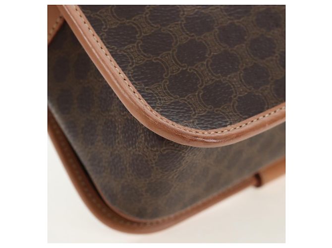Céline Borsa a tracolla CELINE in tela Macadam PVC Pelle Marrone Oro Auth 191817V D'oro - vista 14
