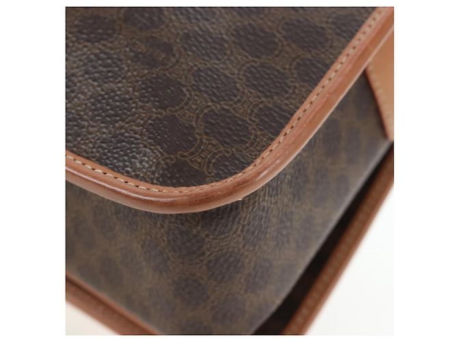 Céline Borsa a tracolla CELINE in tela Macadam PVC Pelle Marrone Oro Auth 191817V D'oro - vista 15