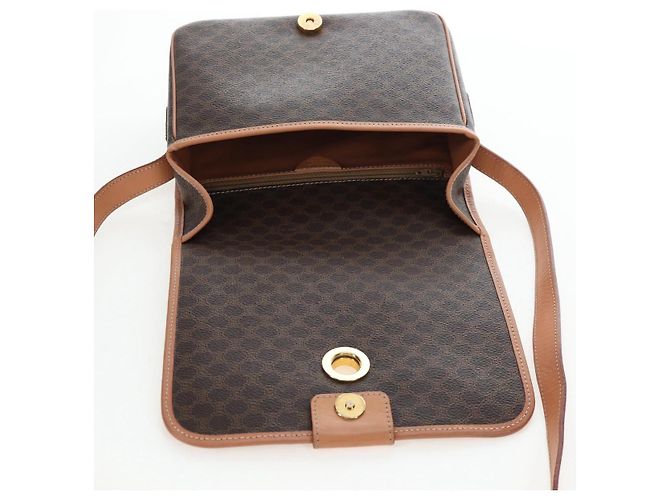 Céline Borsa a tracolla CELINE in tela Macadam PVC Pelle Marrone Oro Auth 191817V D'oro - vista 17
