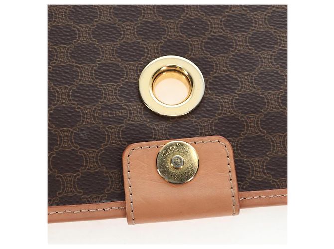 Céline Borsa a tracolla CELINE in tela Macadam PVC Pelle Marrone Oro Auth 191817V D'oro - vista 18