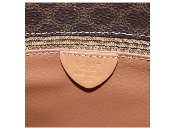 Céline Borsa a tracolla CELINE in tela Macadam PVC Pelle Marrone Oro Auth 191817V D'oro - vista 19