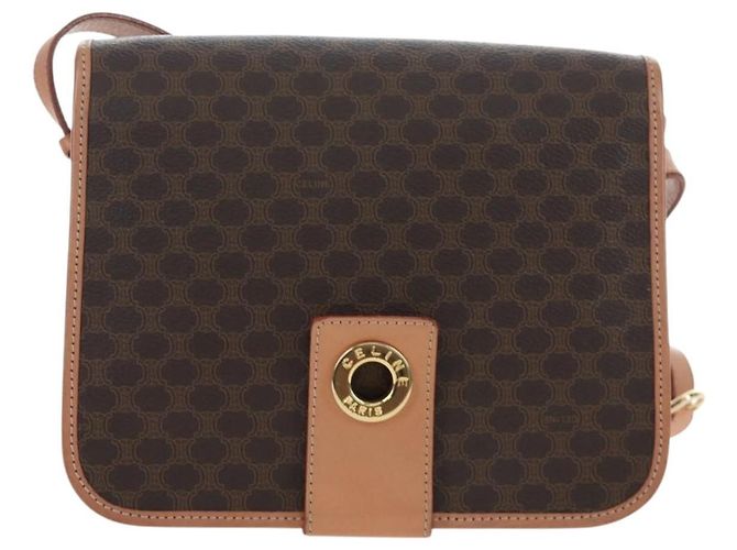 Céline Borsa a tracolla CELINE in tela Macadam PVC Pelle Marrone Oro Auth 191817V D'oro - vista 2
