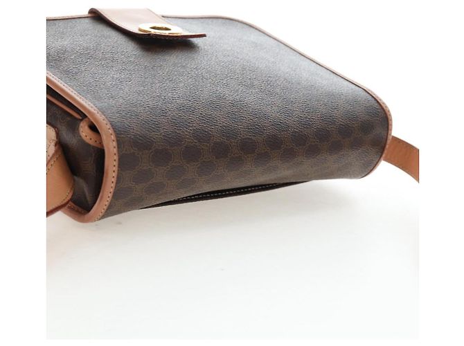 Céline Borsa a tracolla CELINE in tela Macadam PVC Pelle Marrone Oro Auth 191817V D'oro - vista 6