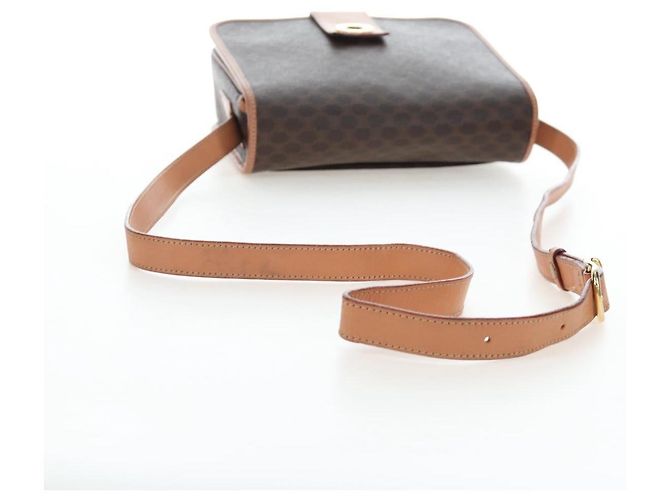 Céline Borsa a tracolla CELINE in tela Macadam PVC Pelle Marrone Oro Auth 191817V D'oro - vista 7