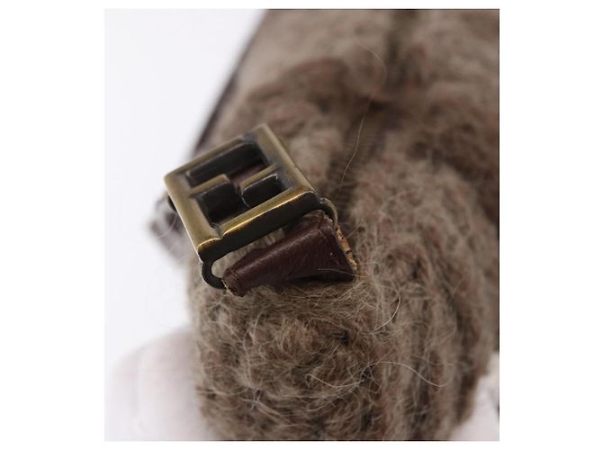 Borsa a Spalla FENDI Lana Marrone Tonalità Oro Auth 192733 - vista 14