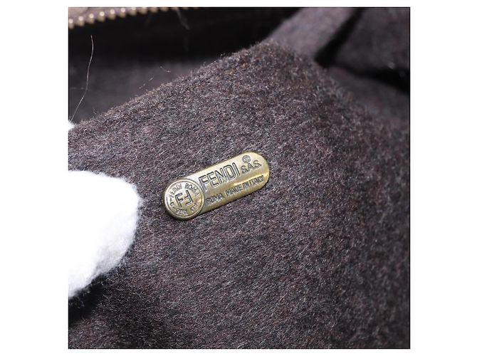 Borsa a Spalla FENDI Lana Marrone Tonalità Oro Auth 192733 - vista 16