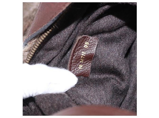 Borsa a Spalla FENDI Lana Marrone Tonalità Oro Auth 192733 - vista 21