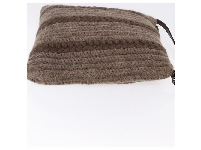 Borsa a Spalla FENDI Lana Marrone Tonalità Oro Auth 192733 - vista 4