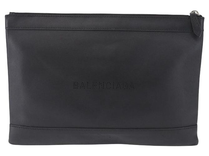 Clutch BALENCIAGA in pelle nera argento 373834 Auth 193517A Nero - vista 2