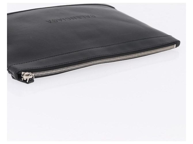 Clutch BALENCIAGA in pelle nera argento 373834 Auth 193517A Nero - vista 6
