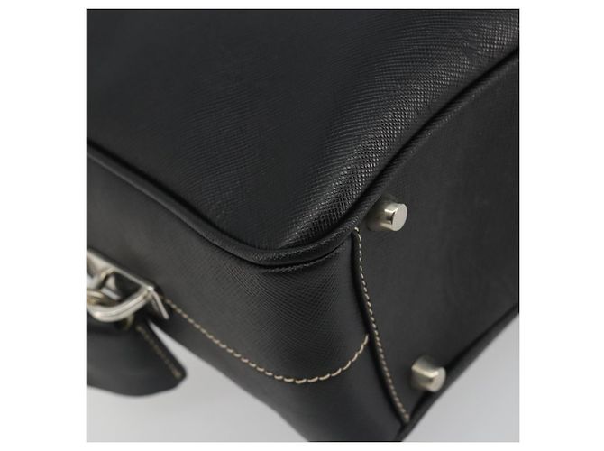 PRADA Tote Bag Saffiano Leder Schwarz Silber Auth 188279SAV - Ansicht 11