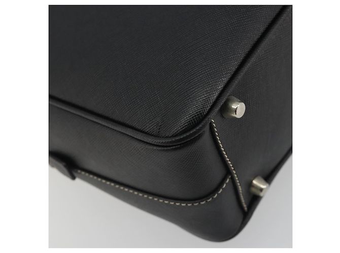 PRADA Tote Bag Saffiano Leder Schwarz Silber Auth 188279SAV - Ansicht 13