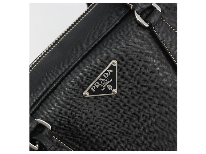 PRADA Tote Bag Saffiano Leder Schwarz Silber Auth 188279SAV - Ansicht 14