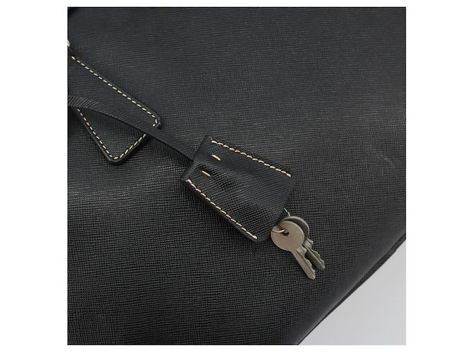 PRADA Tote Bag Saffiano Leder Schwarz Silber Auth 188279SAV - Ansicht 15