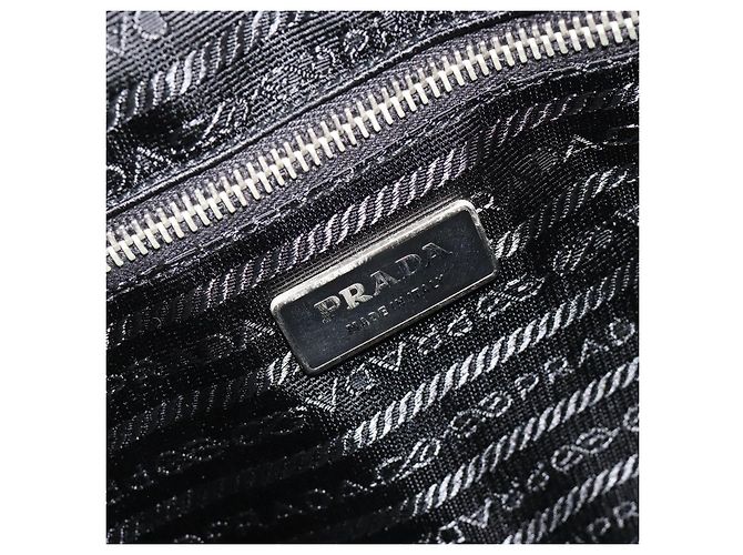 PRADA Tote Bag Saffiano Leder Schwarz Silber Auth 188279SAV - Ansicht 18