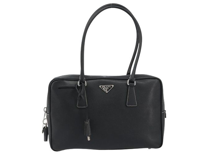 PRADA Tote Bag Saffiano Leder Schwarz Silber Auth 188279SAV - Ansicht 2