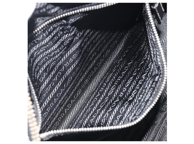 PRADA Tote Bag Saffiano Leder Schwarz Silber Auth 188279SAV - Ansicht 23