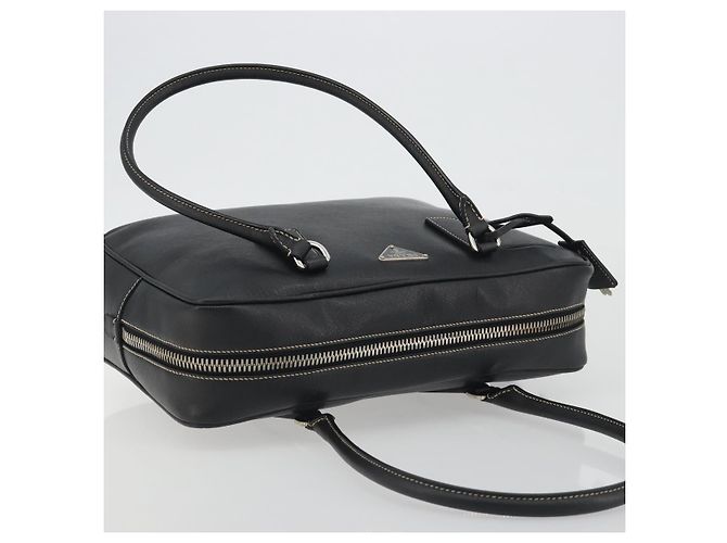 PRADA Tote Bag Saffiano Leder Schwarz Silber Auth 188279SAV - Ansicht 6