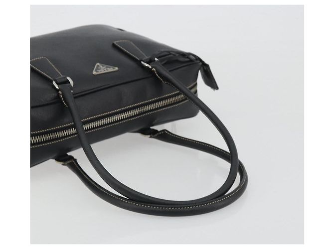 PRADA Tote Bag Saffiano Leder Schwarz Silber Auth 188279SAV - Ansicht 7