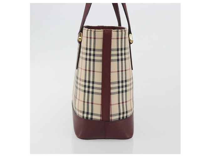 BURBERRY Nova Check Handtasche Canvas Beige Gold Auth ep15581 Golden - Ansicht 4