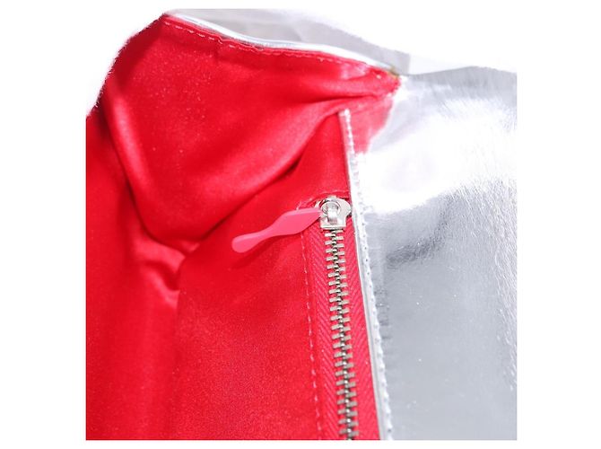 Clutch Christian Louboutin in pelle argento Auth 191142 - vista 17