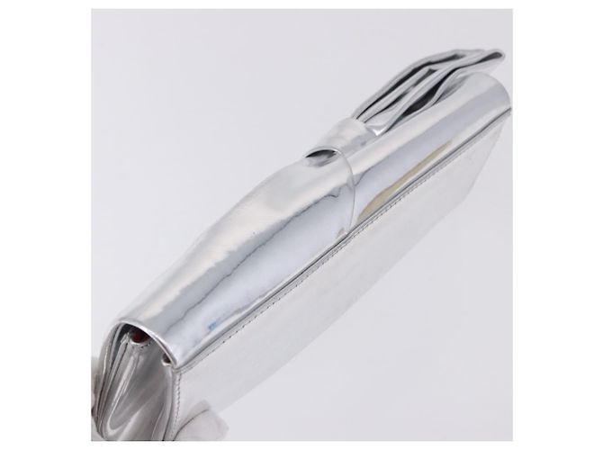 Clutch Christian Louboutin in pelle argento Auth 191142 - vista 6