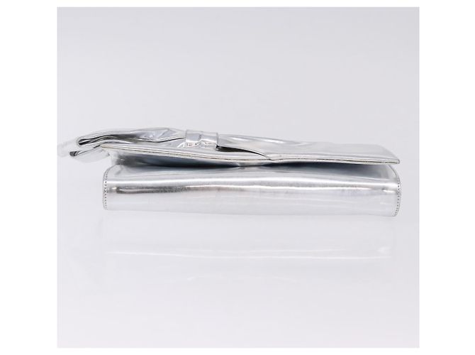 Clutch Christian Louboutin in pelle argento Auth 191142 - vista 7