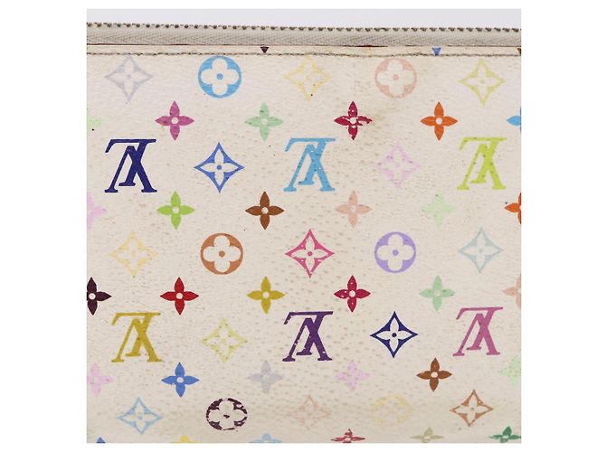 LOUIS VUITTON Monogram Multicolor Zippy Wallet White M60241 LV Auth BA14264 Bianco - vista 4