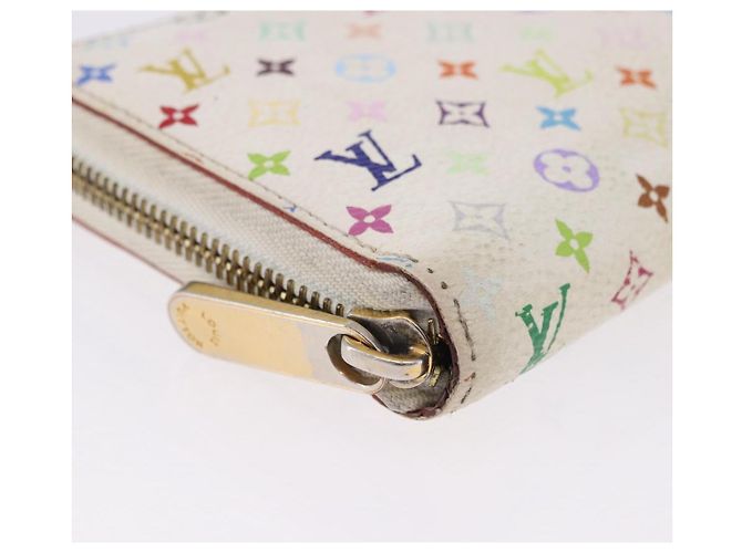 LOUIS VUITTON Monogram Multicolor Zippy Wallet White M60241 LV Auth BA14264 Bianco - vista 9