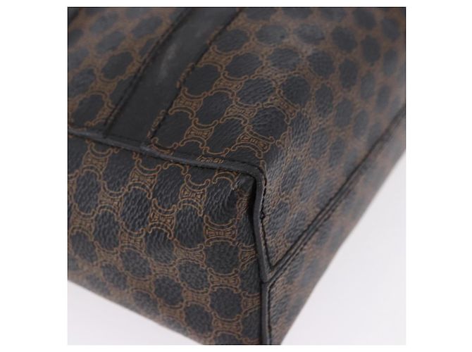 Céline Borsa a tracolla CELINE Macadam Canvas PVC Pelle Nera Oro Auth 193854 Nero D'oro - vista 11