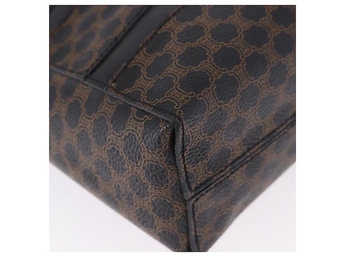 Céline Borsa a tracolla CELINE Macadam Canvas PVC Pelle Nera Oro Auth 193854 Nero D'oro - vista 13