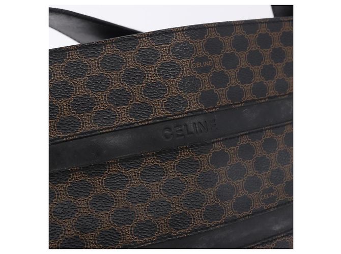 Céline Borsa a tracolla CELINE Macadam Canvas PVC Pelle Nera Oro Auth 193854 Nero D'oro - vista 15
