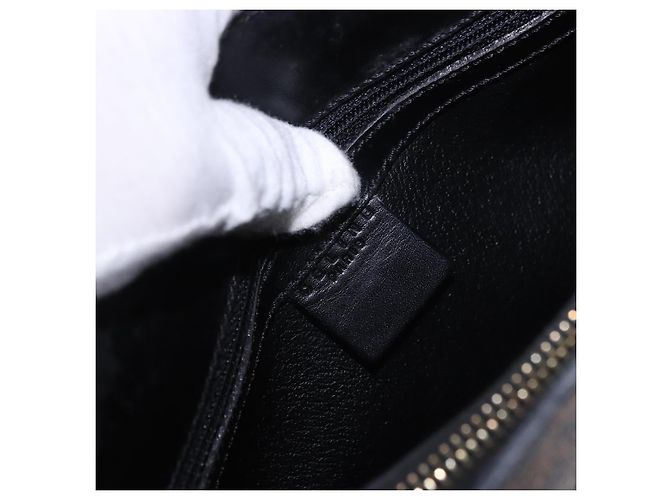 Céline Borsa a tracolla CELINE Macadam Canvas PVC Pelle Nera Oro Auth 193854 Nero D'oro - vista 16