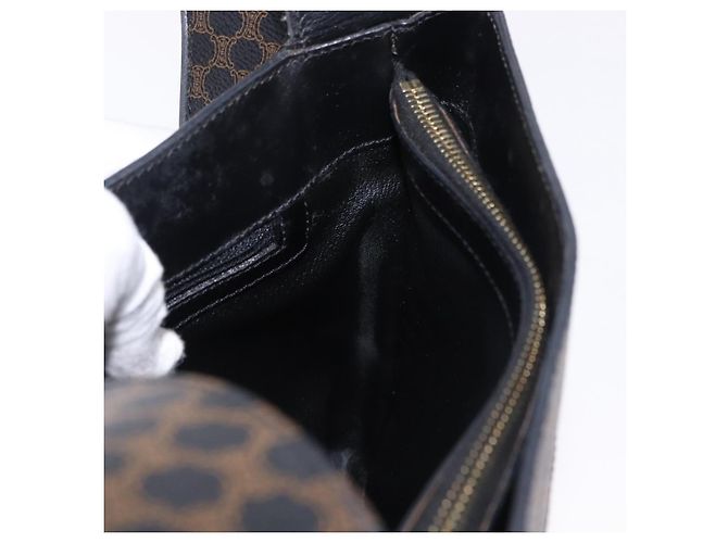 Céline Borsa a tracolla CELINE Macadam Canvas PVC Pelle Nera Oro Auth 193854 Nero D'oro - vista 18