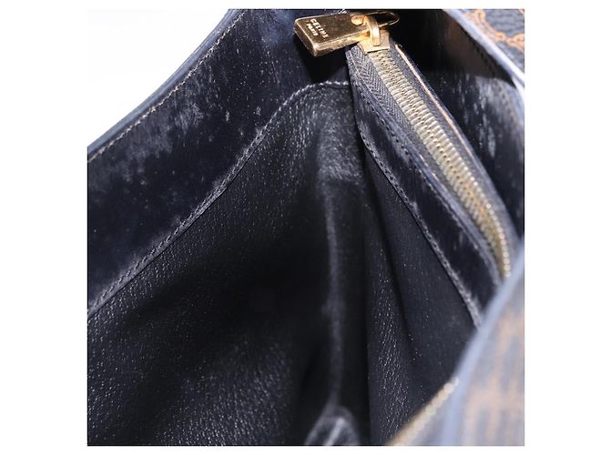 Céline Borsa a tracolla CELINE Macadam Canvas PVC Pelle Nera Oro Auth 193854 Nero D'oro - vista 21